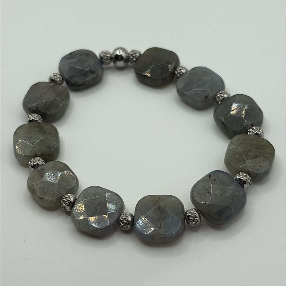 Labradorite Gemstone Stone Bracelet 6-7” - Picture 4 of 4